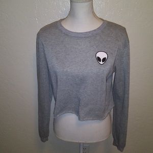 Alien cropped gray sweatshirt